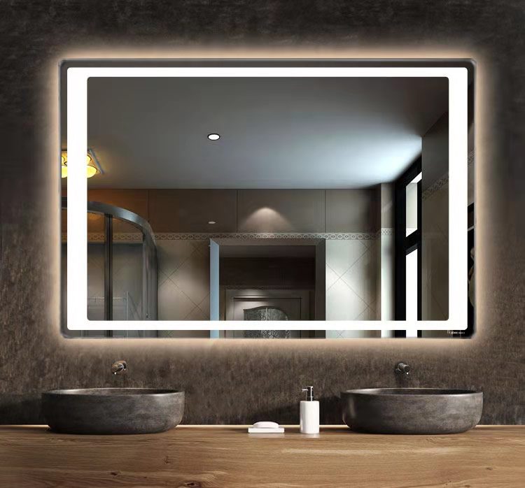 Espejo plateado claro HD con forma de rectángulo de baño de 5 mm