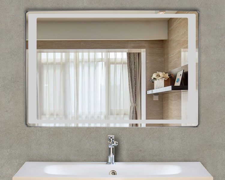 Espejo plateado claro HD con forma de rectángulo de baño de 5 mm