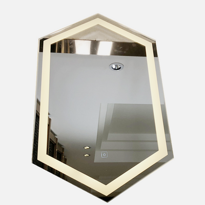 5 mm hexagonal Baño de luz LED de alta definición de plata Espejo anti